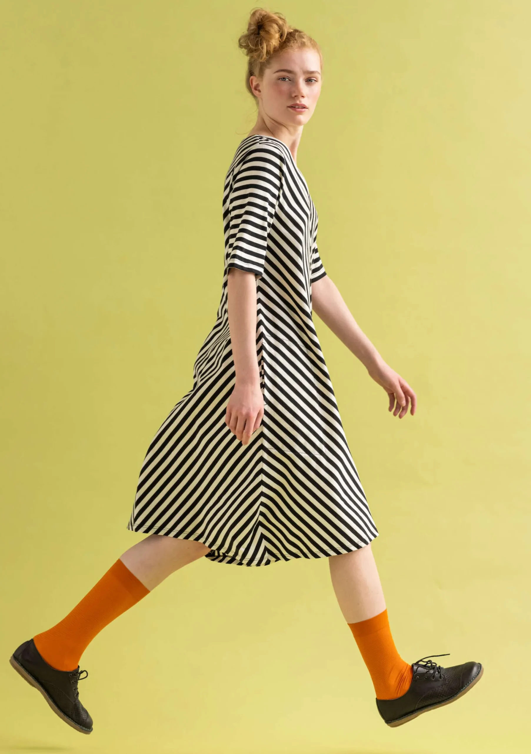 Gudrun Sjödén Basic-Streifenkleid Aus Bio-Baumwolle schwarz-ungebleicht
