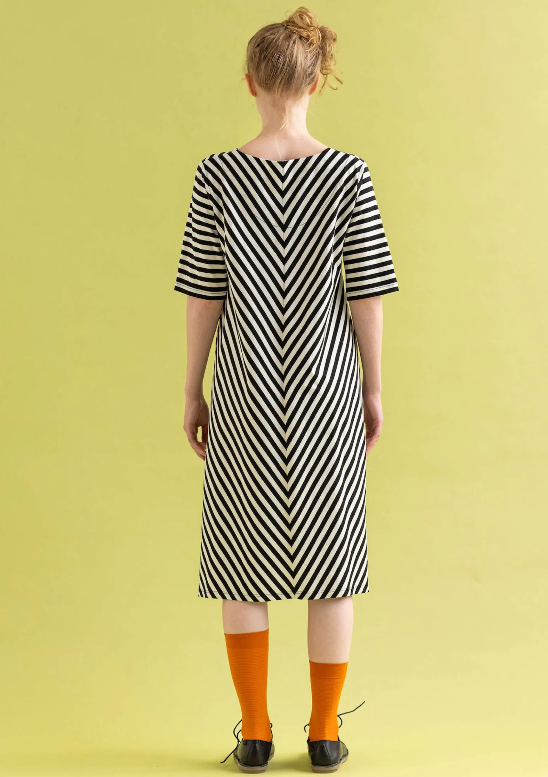 Gudrun Sjödén Basic-Streifenkleid Aus Bio-Baumwolle schwarz-ungebleicht