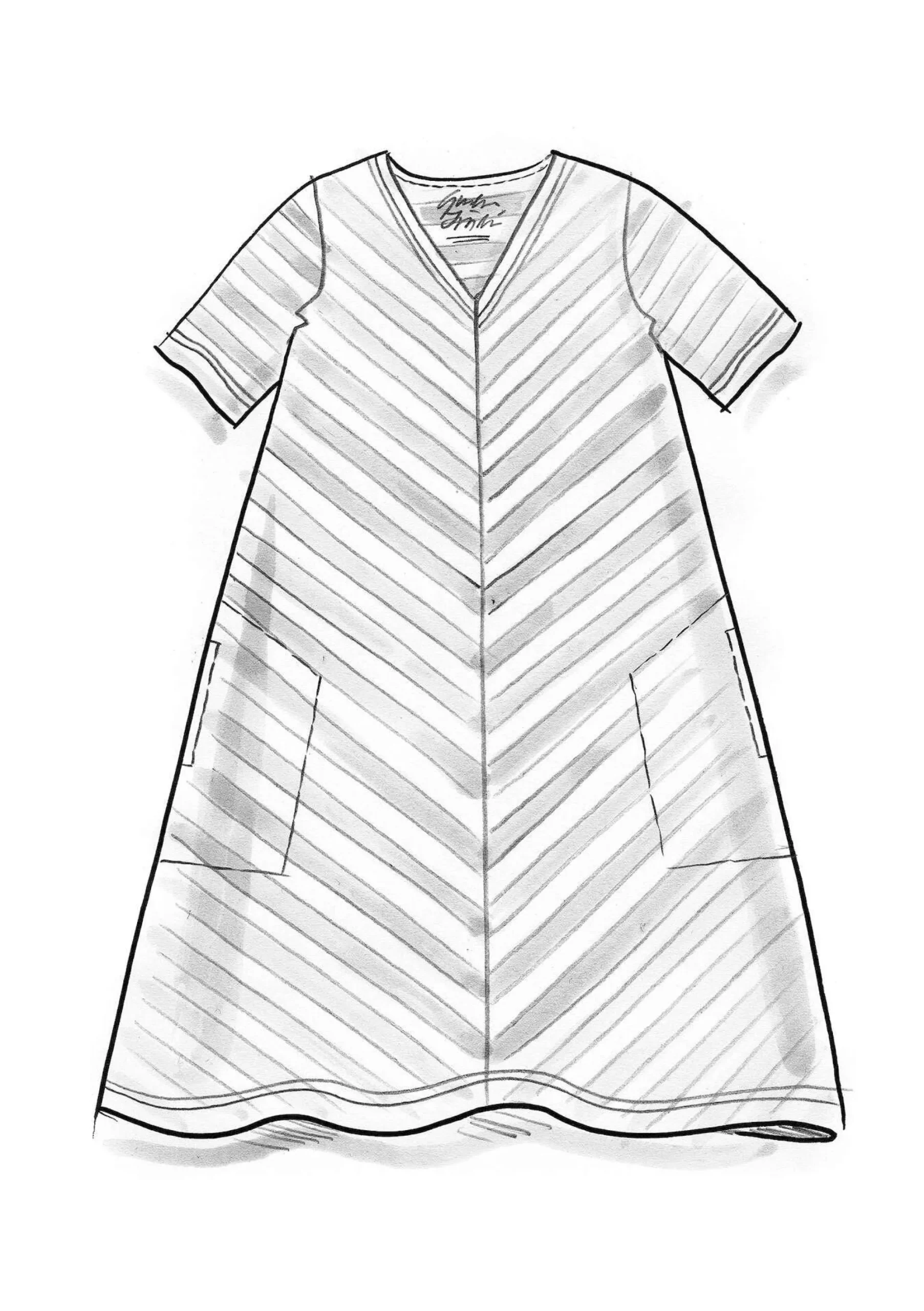 Gudrun Sjödén Basic-Streifenkleid Aus Bio-Baumwolle schwarz-ungebleicht