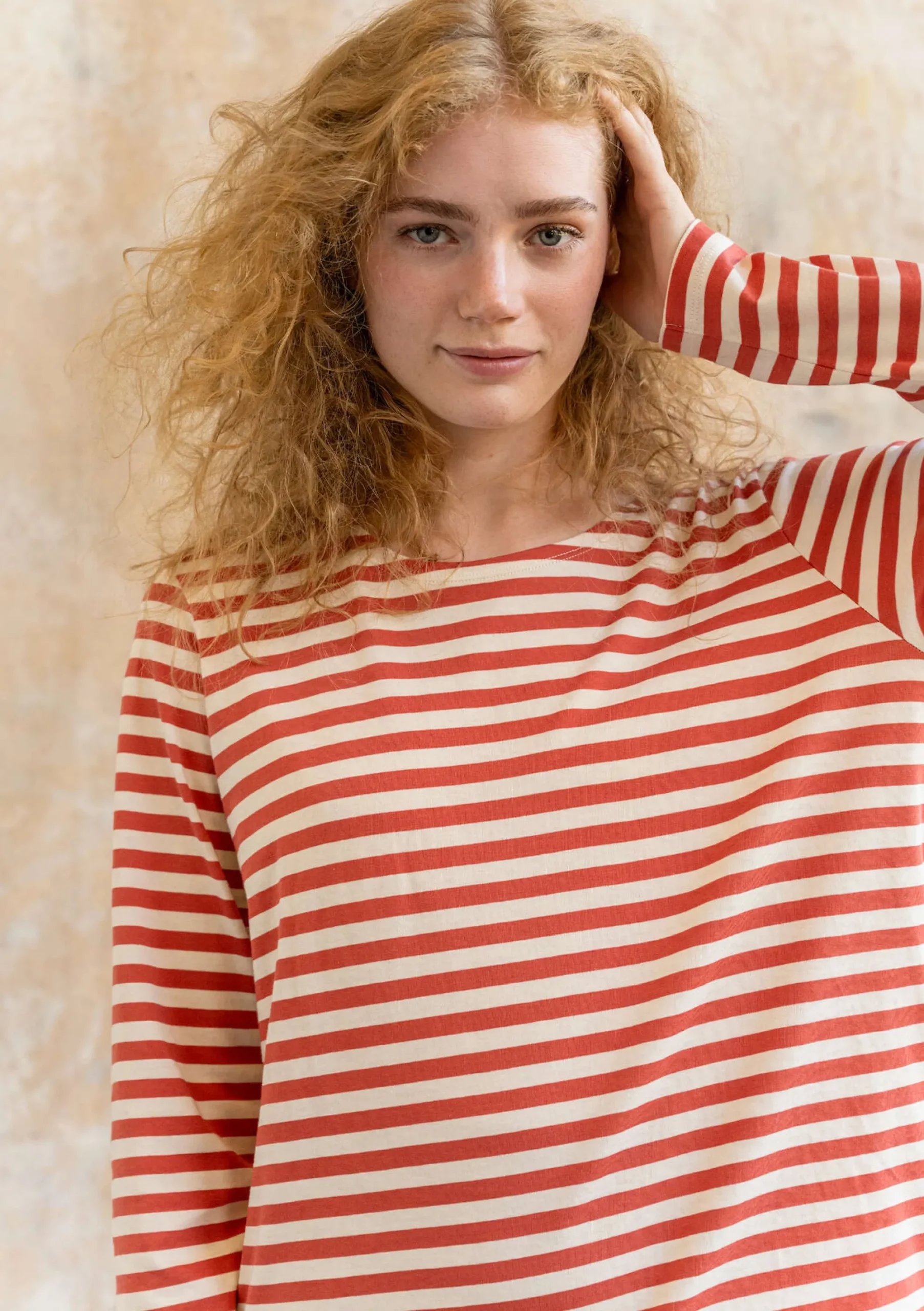 New Gudrun Sjödén Basic-Streifenshirt Aus Bio-Baumwolle ziegel-ungebleicht