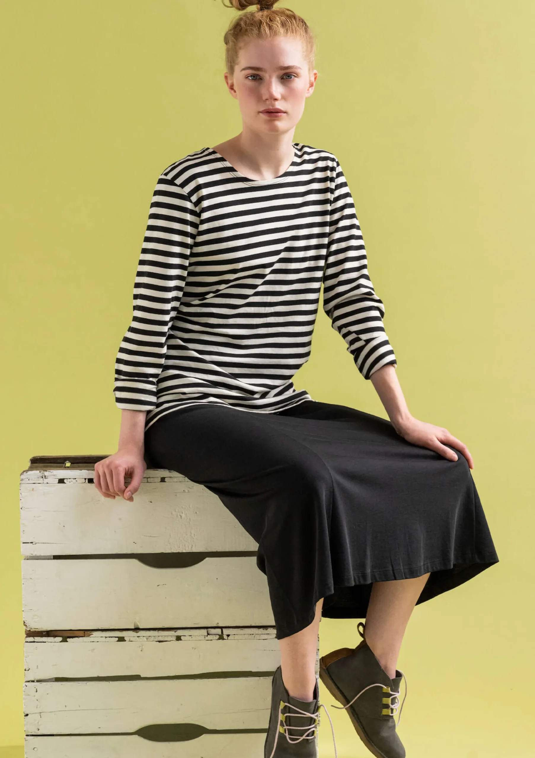Best Gudrun Sjödén Basic-Streifenshirt Aus Bio-Baumwolle schwarz-ungebleicht