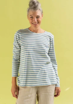 Best Gudrun Sjödén Basic-Streifenshirt Aus Bio-Baumwolle taubenblau-ungebleicht