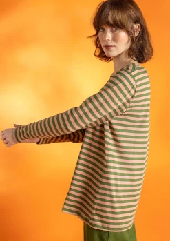Clearance Gudrun Sjödén Basic-Streifenshirt Aus Bio-Baumwolle aschrosa-grasgrün