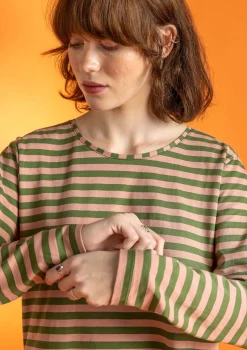Clearance Gudrun Sjödén Basic-Streifenshirt Aus Bio-Baumwolle aschrosa-grasgrün