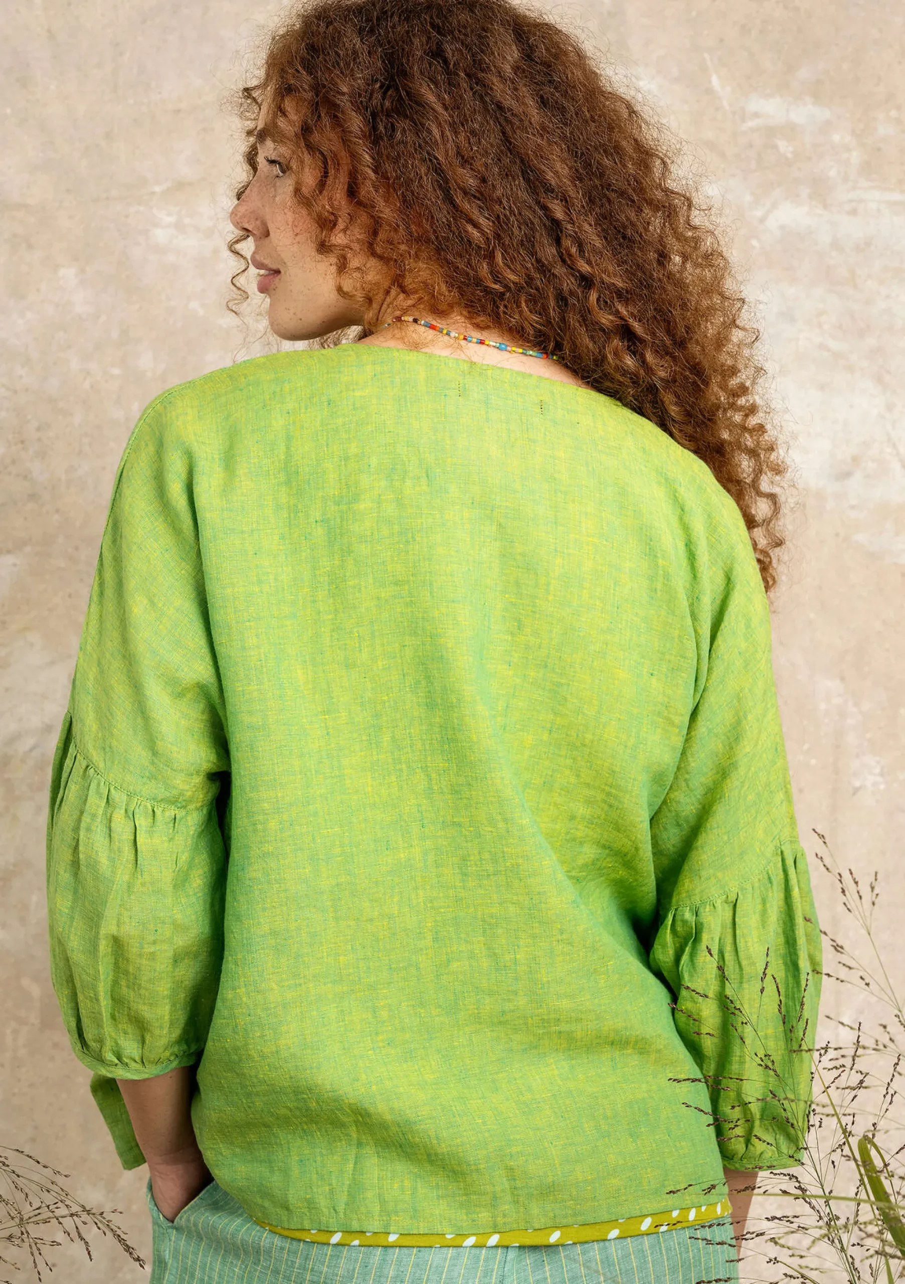 New Gudrun Sjödén Bluse Aus Leinen erbsengrün