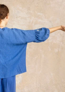 Outlet Gudrun Sjödén Bluse Aus Leinen lupine