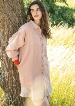 Sale Gudrun Sjödén Bluse Dunes Aus Bio-Baumwolle/Leinen dunkelrosa