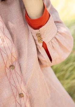 Sale Gudrun Sjödén Bluse Dunes Aus Bio-Baumwolle/Leinen dunkelrosa