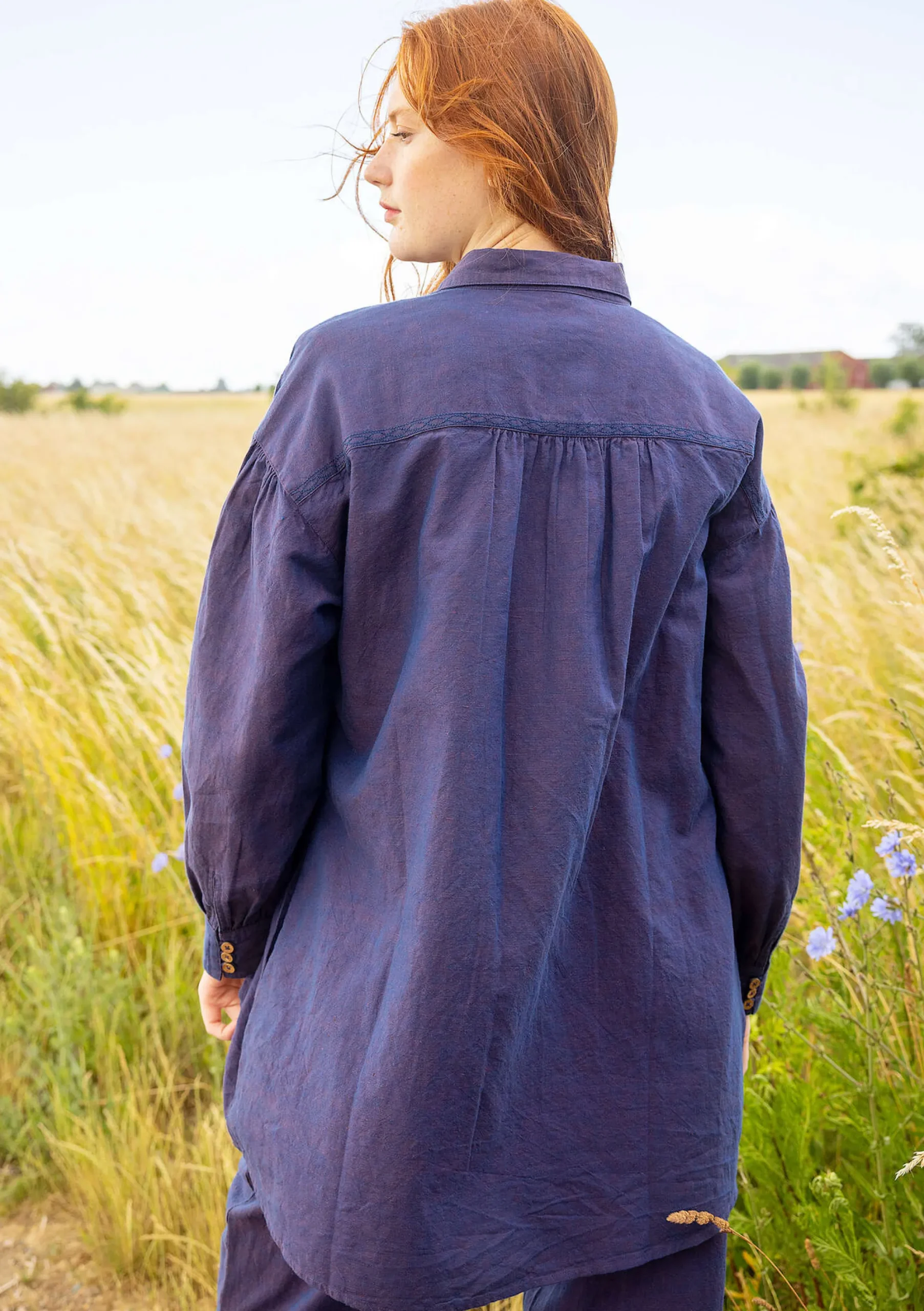 Discount Gudrun Sjödén Bluse Dunes Aus Bio-Baumwolle/Leinen brombeere