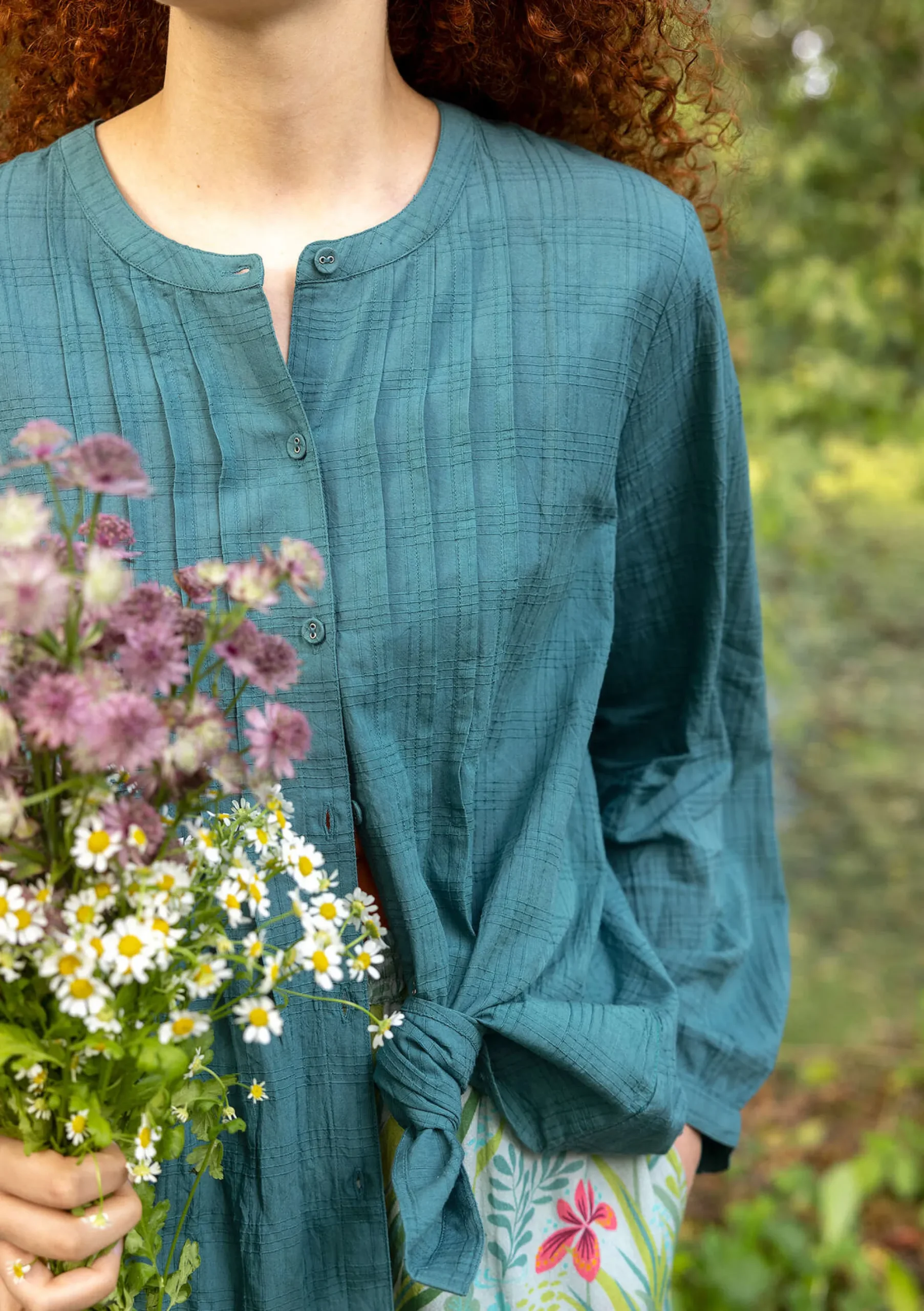 Clearance Gudrun Sjödén Bluse Garden Aus Bio-Baumwolle opalgrün