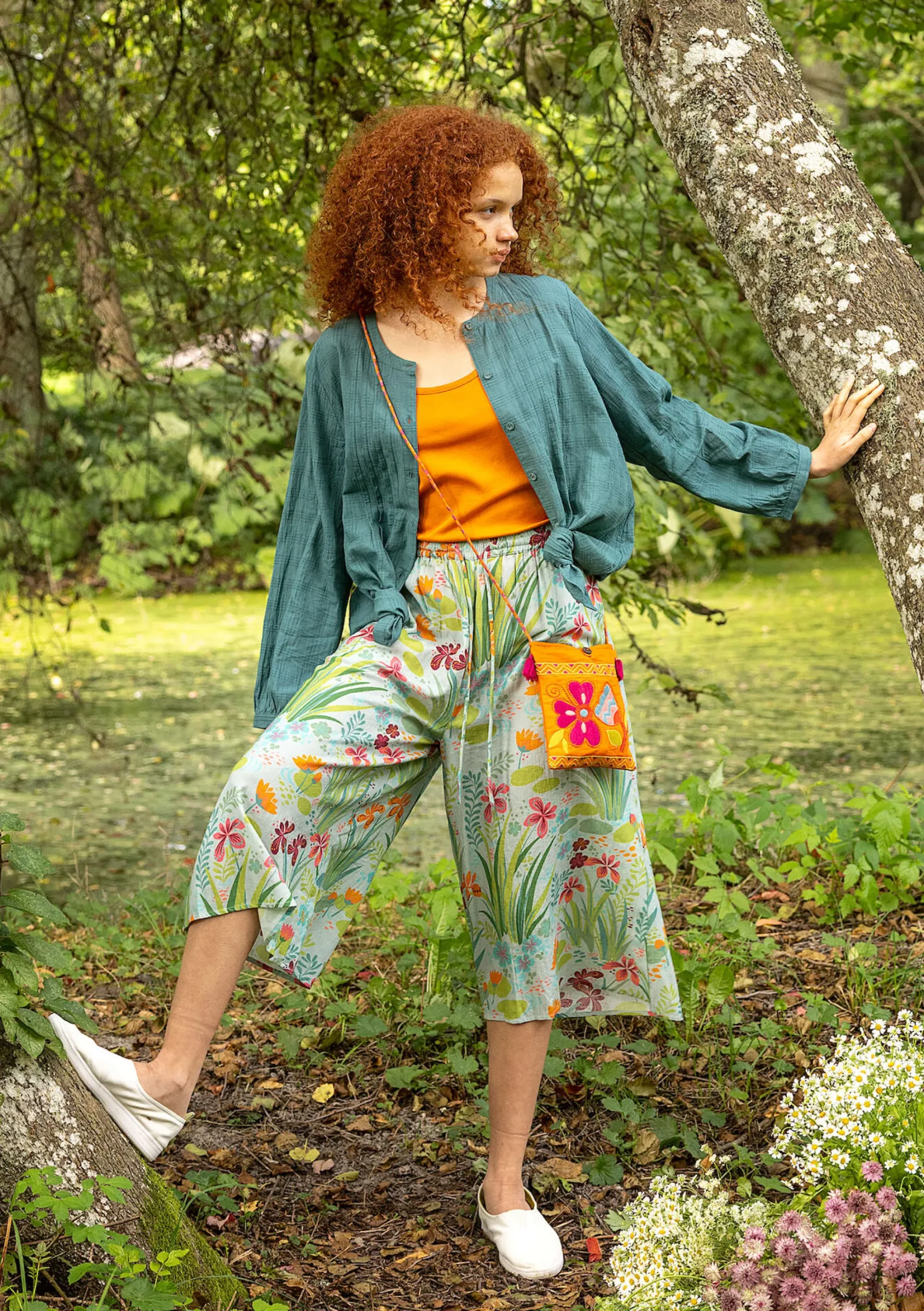 Clearance Gudrun Sjödén Bluse Garden Aus Bio-Baumwolle opalgrün