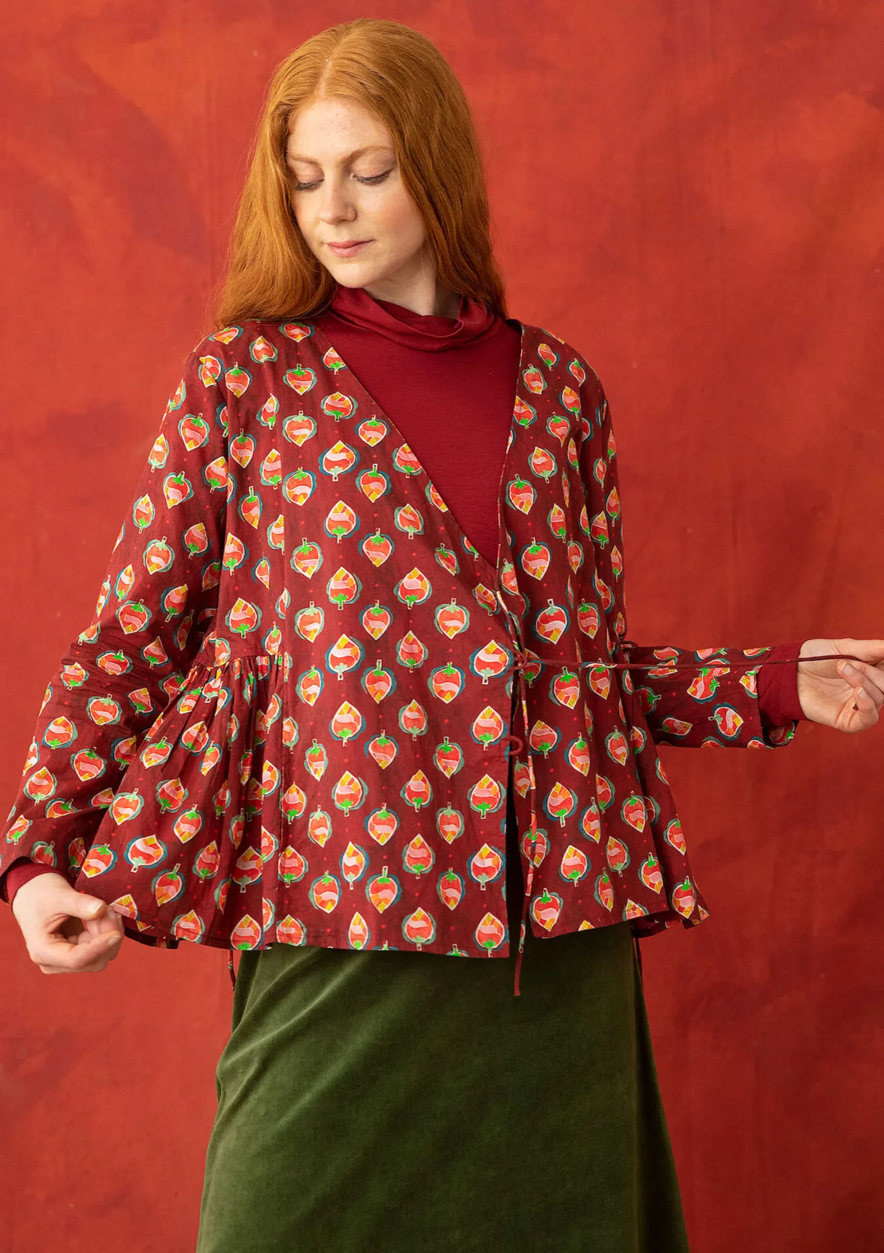 New Gudrun Sjödén Bluse Himalaya Aus Bio-Baumwolle achatrot