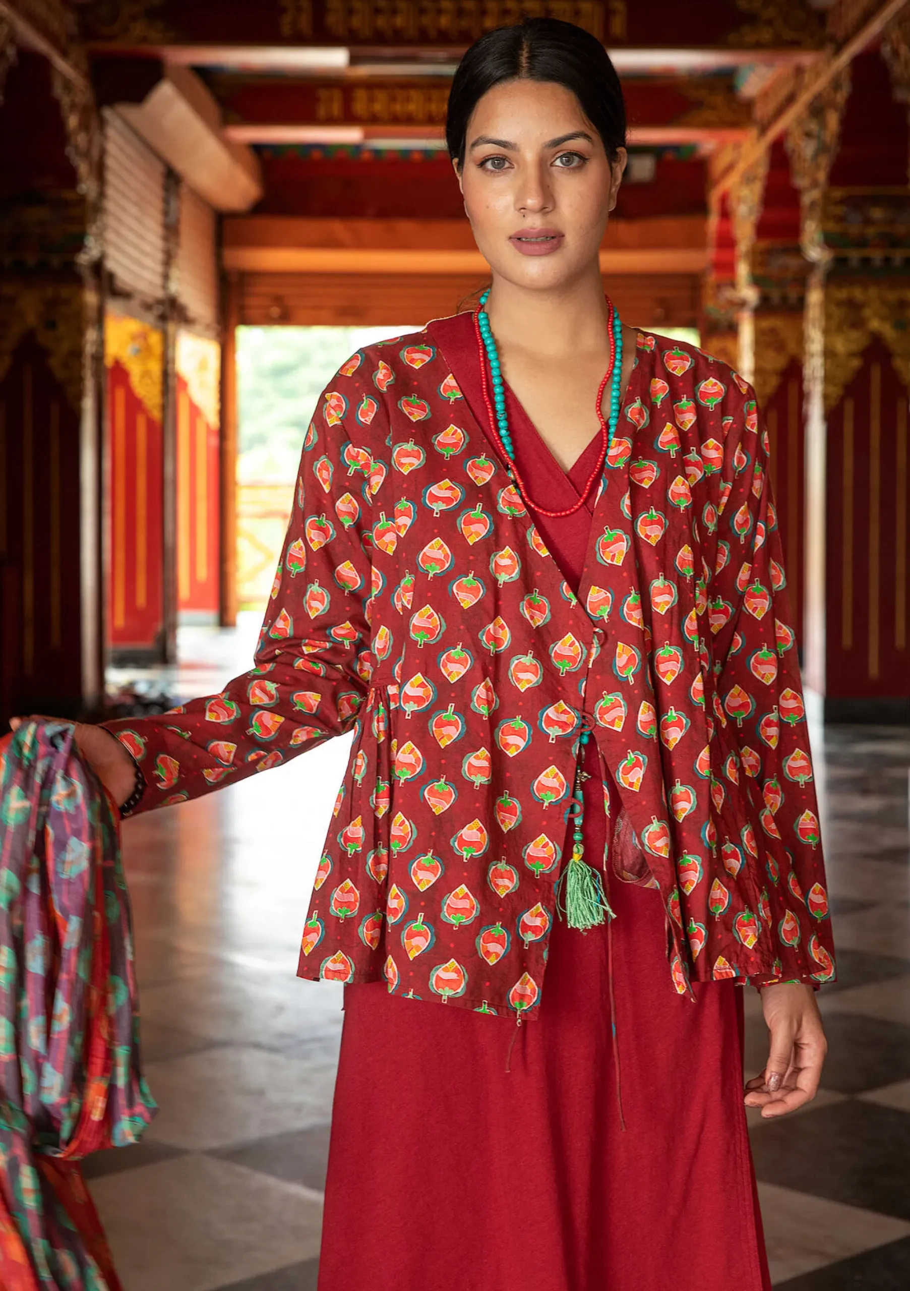 New Gudrun Sjödén Bluse Himalaya Aus Bio-Baumwolle achatrot
