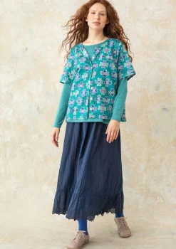 Outlet Gudrun Sjödén Bluse Peggy Aus Bio-Baumwollgewebe aqua-gemustert