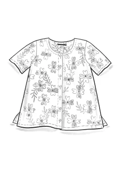 Outlet Gudrun Sjödén Bluse Peggy Aus Bio-Baumwollgewebe aqua-gemustert