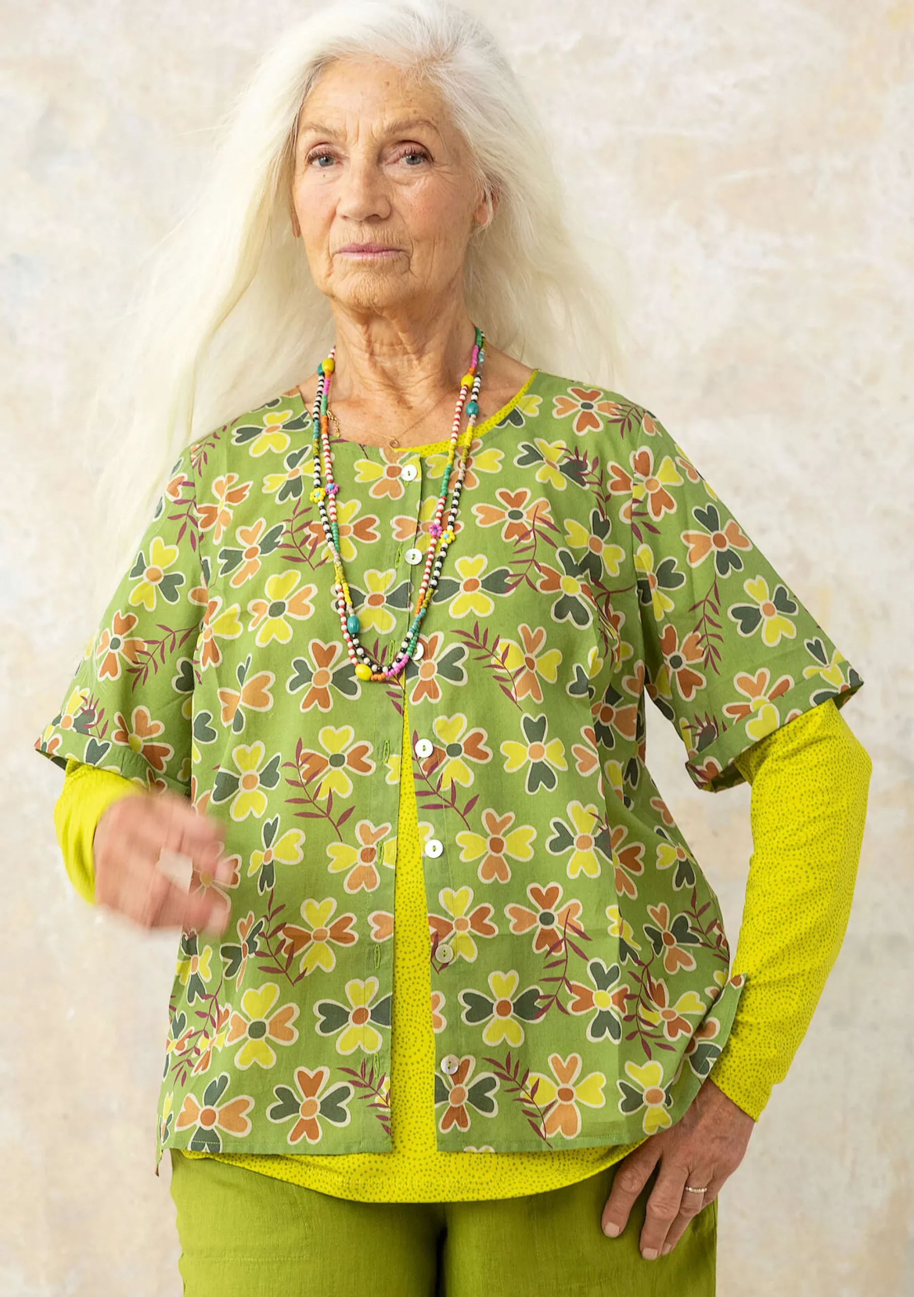Gudrun Sjödén Bluse Peggy Aus Bio-Baumwollgewebe hellkräutergrün-gemustert