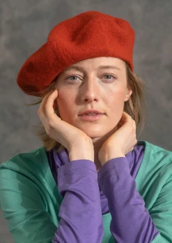 Online Gudrun Sjödén Gestrickte Baskenmütze Aus Gefilzter Bio-Wolle kupfer