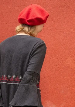 Gudrun Sjödén Gestrickte Baskenmütze Aus Gefilzter Bio-Wolle tomate