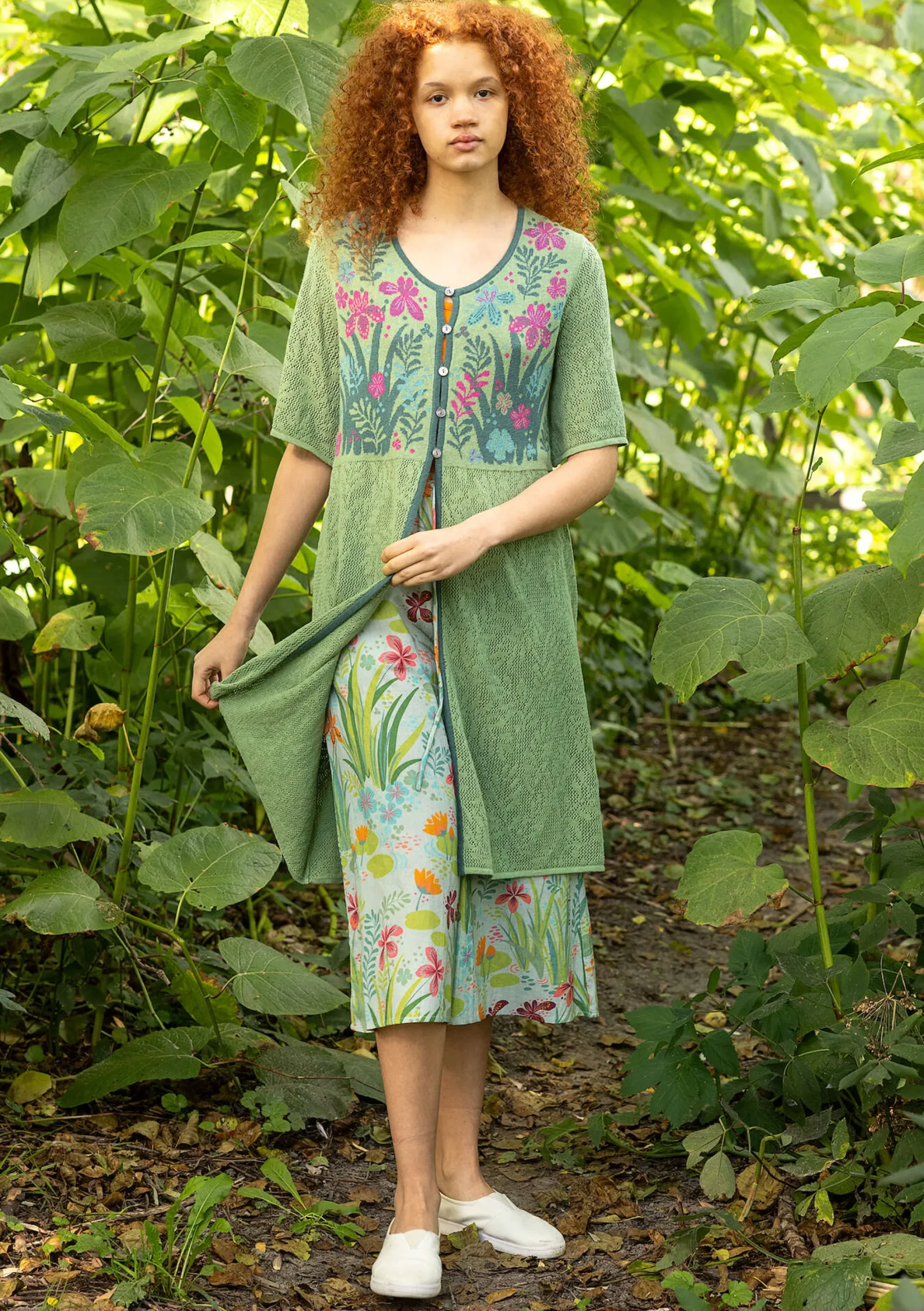 Clearance Gudrun Sjödén Hose Iris Aus Bio-Baumwollgewebe minze