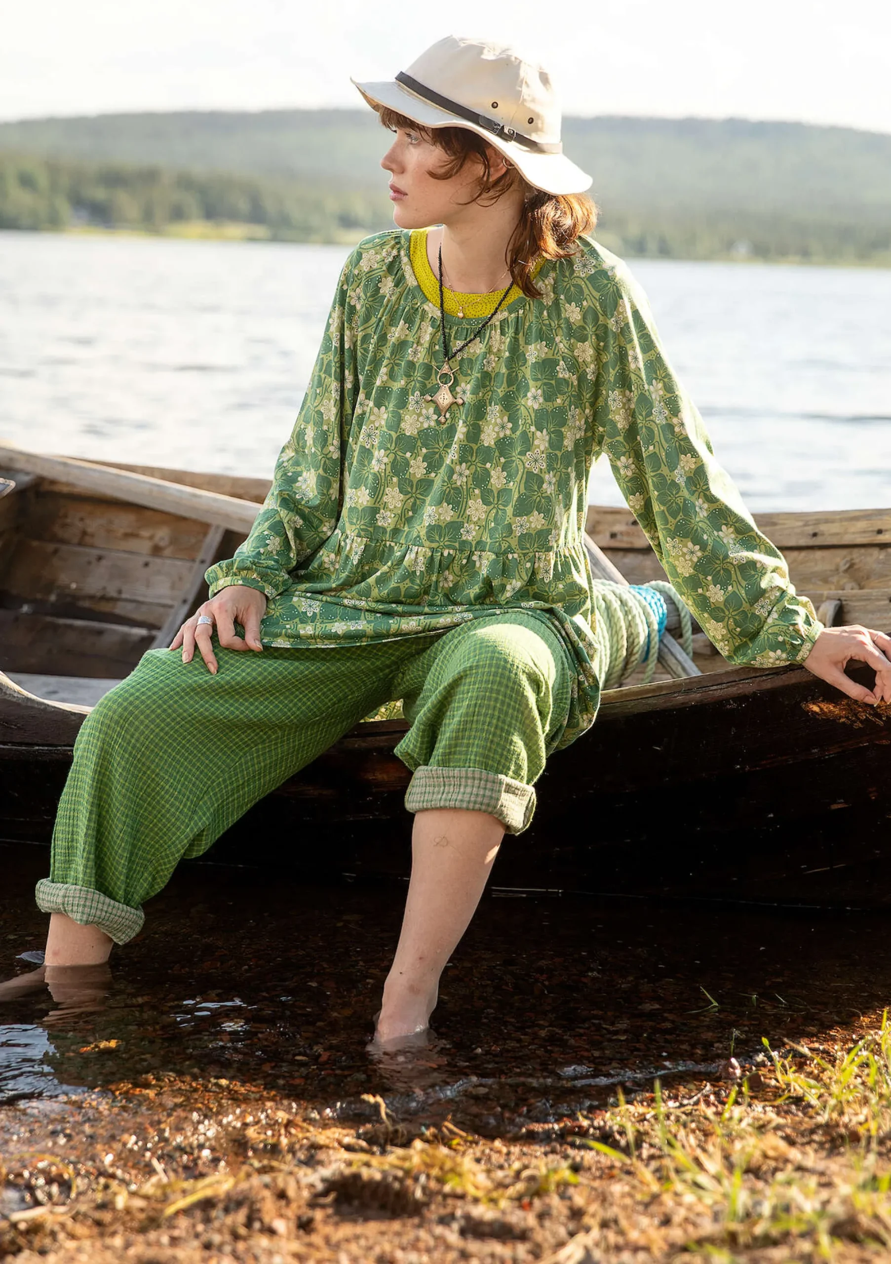 Best Gudrun Sjödén Hose Ottilia Aus Bio-Baumwollgewebe meeresgrün