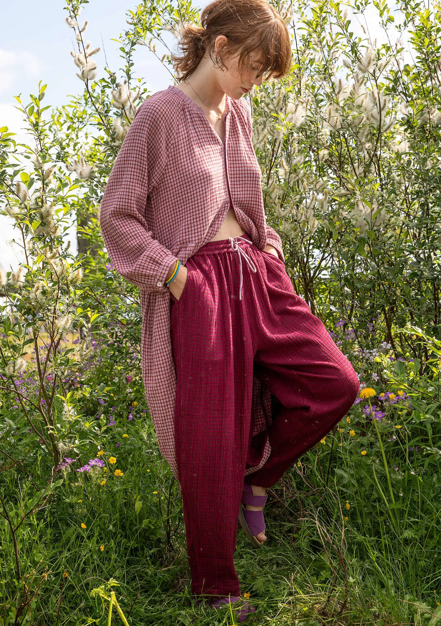 Hot Gudrun Sjödén Hose Ottilia Aus Bio-Baumwollgewebe traube