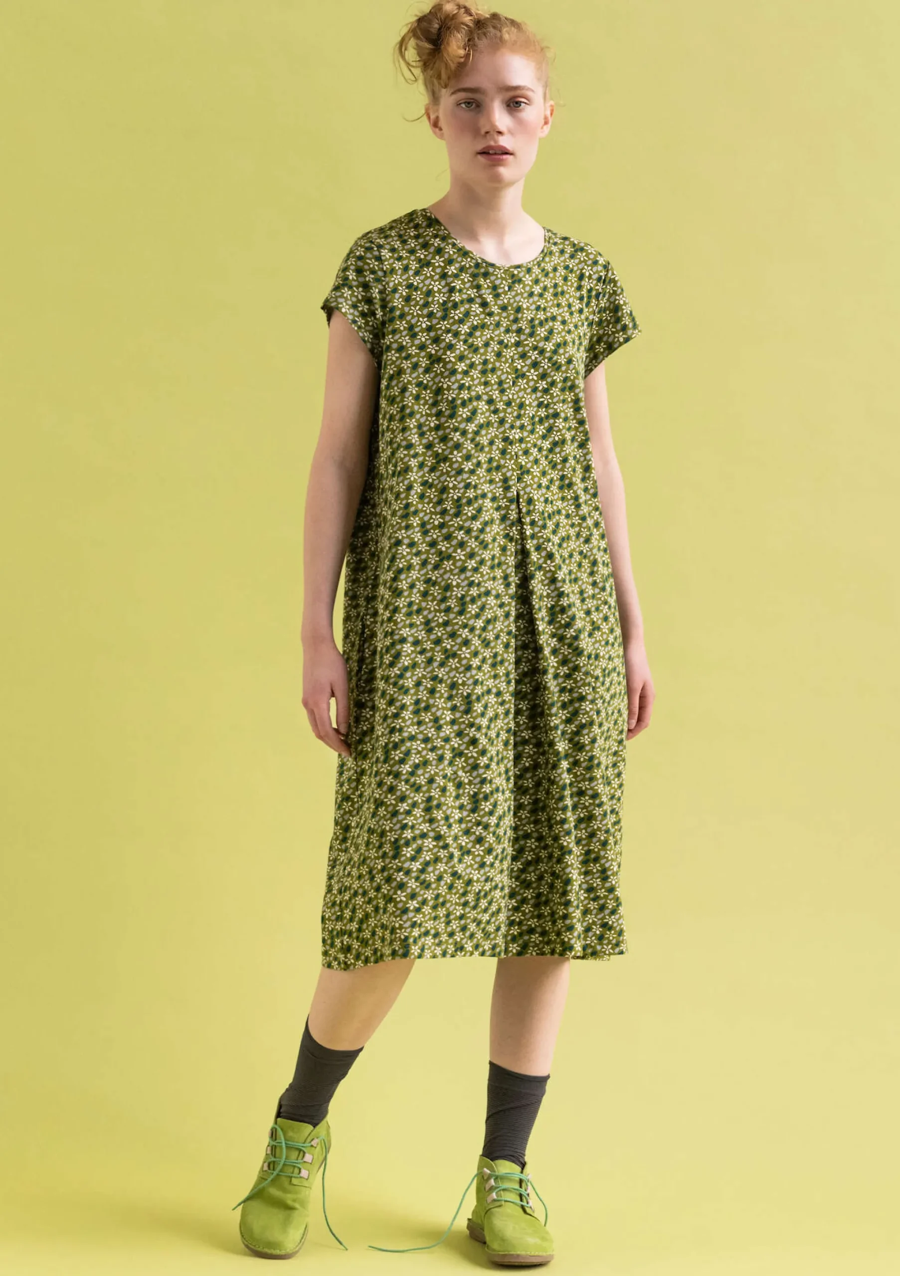 Discount Gudrun Sjödén Jerseykleid Jane Aus Bio-Baumwolle/Elasthan moosgrün-gemustert