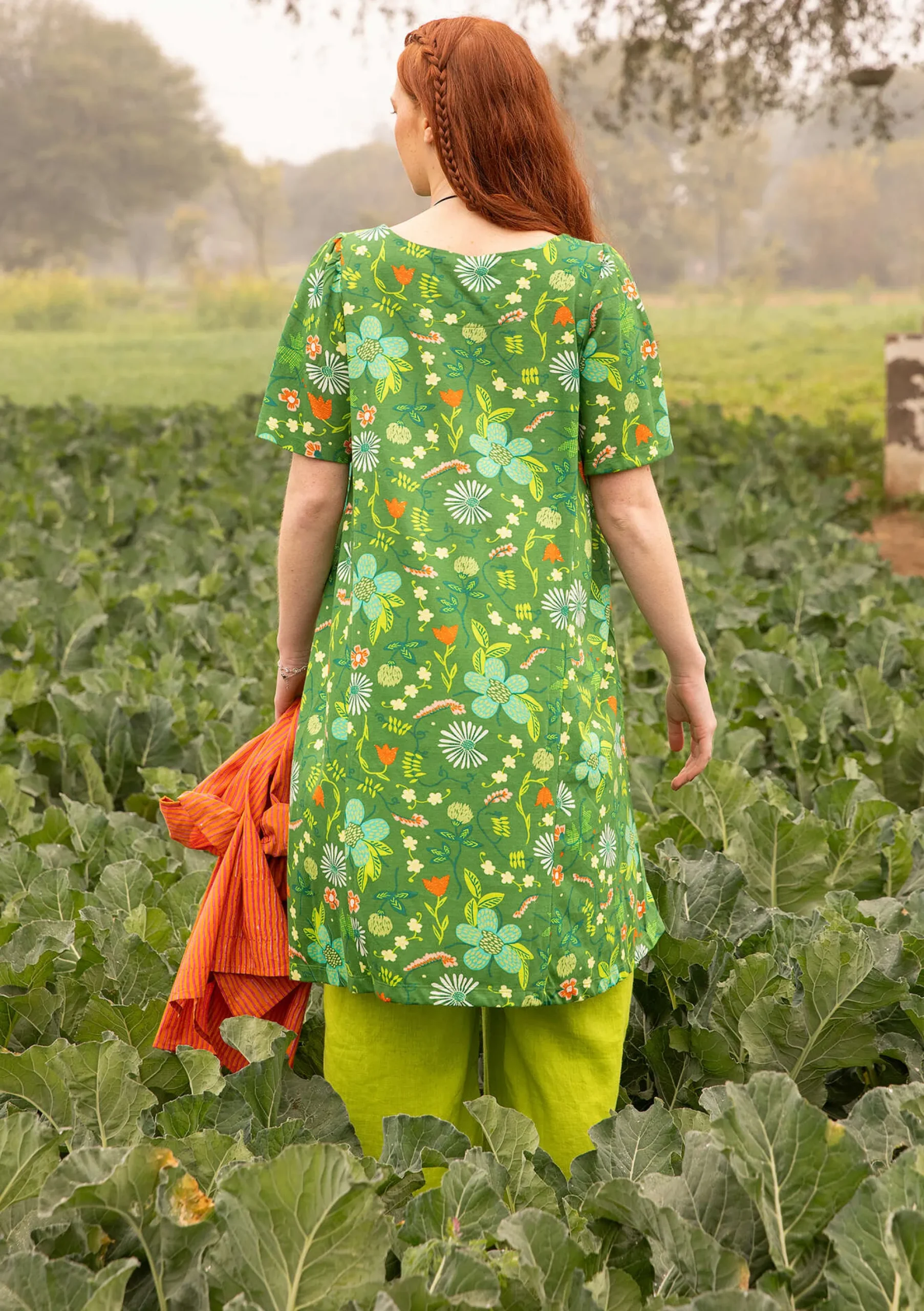 Outlet Gudrun Sjödén Jerseykleid Midsommarnatt Aus Bio-Baumwolle seegras