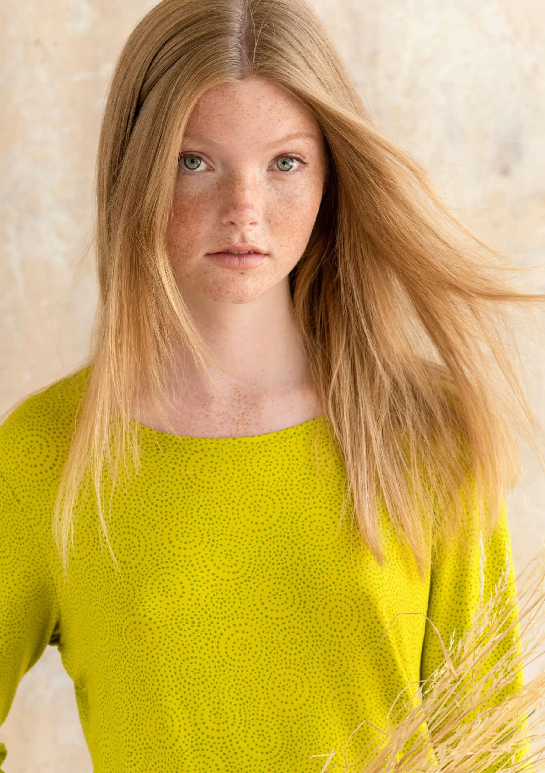 Gudrun Sjödén Jerseyshirt Ada Aus Lyocell/Elasthan limettengrün-gemustert