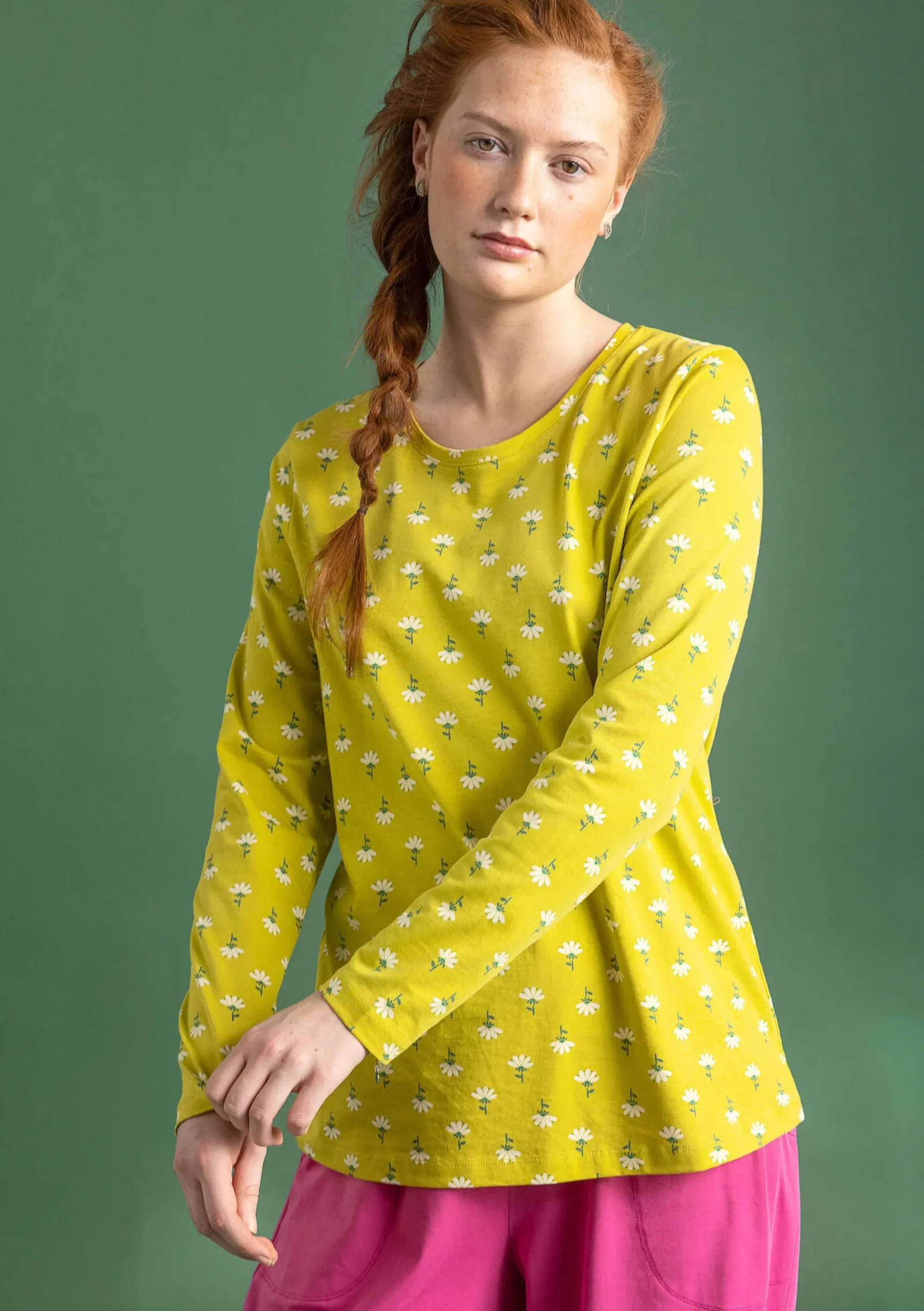 Outlet Gudrun Sjödén Jerseyshirt Stella Aus Bio-Baumwolle/Elasthan limettengrün-gemustert