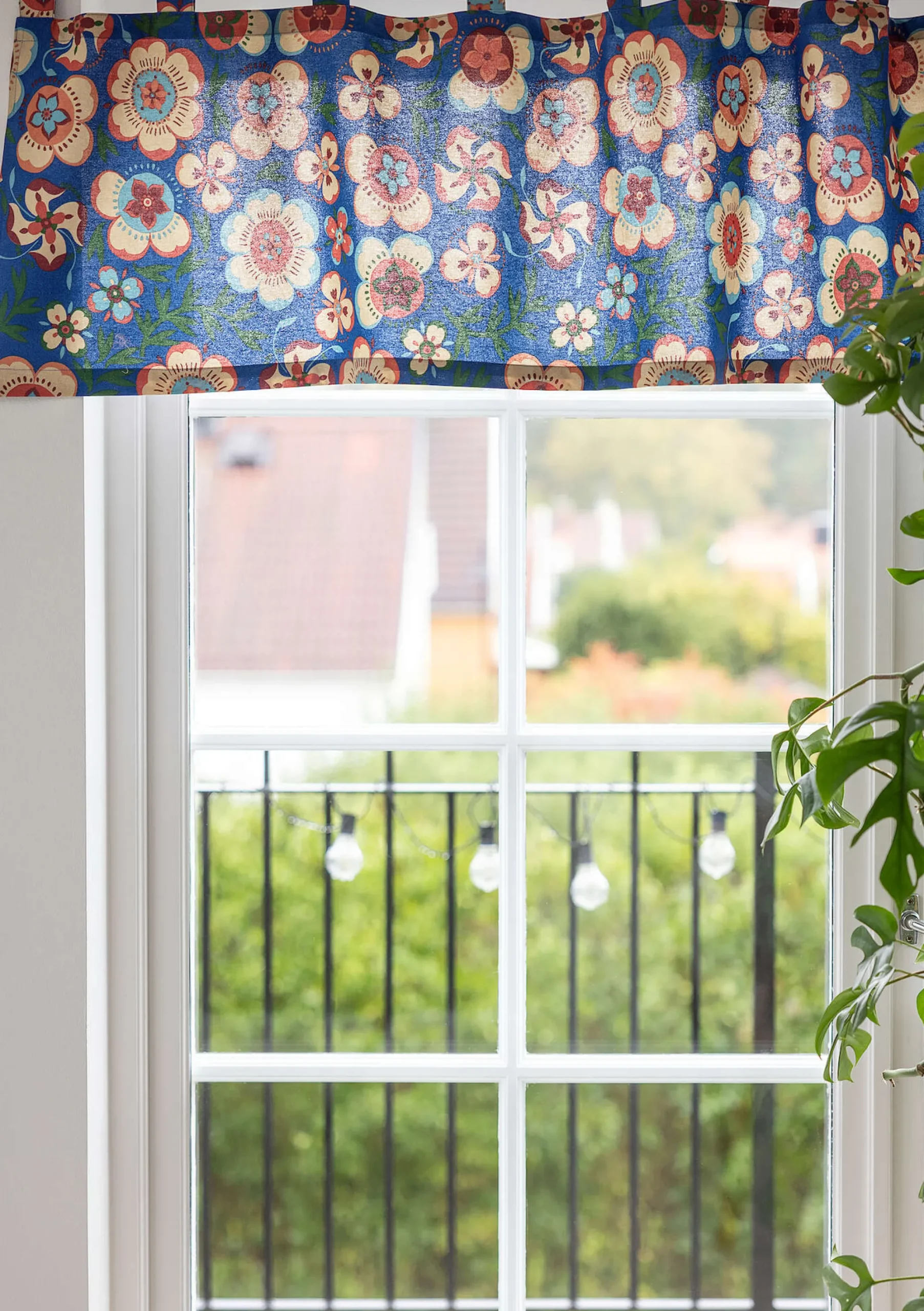 Hot Gudrun Sjödén Kaffeehausgardine Desert Bloom Aus Bio-Baumwolle porzellanblau