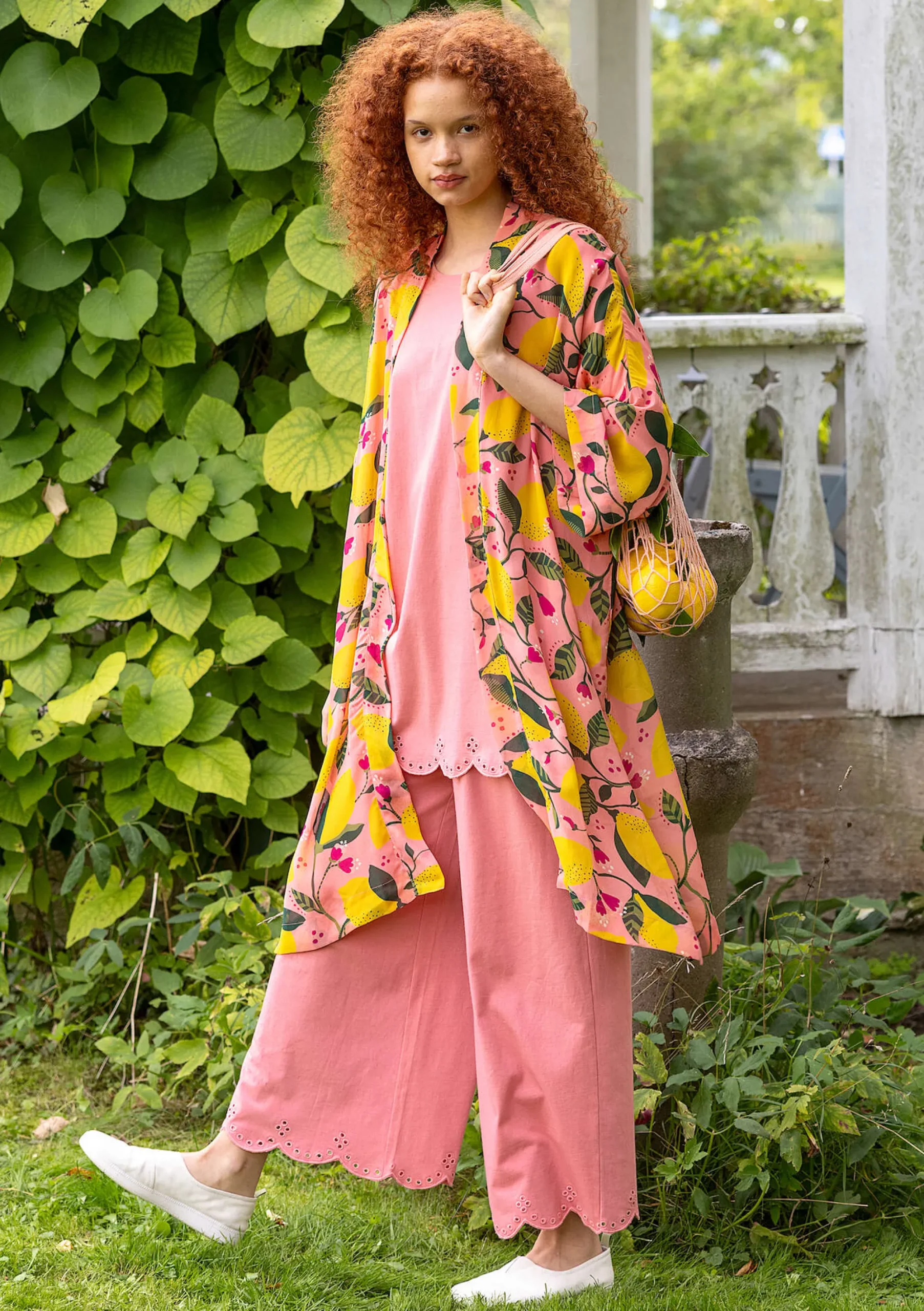 Gudrun Sjödén Kimono Limone Aus Viskosegewebe kirschblüte