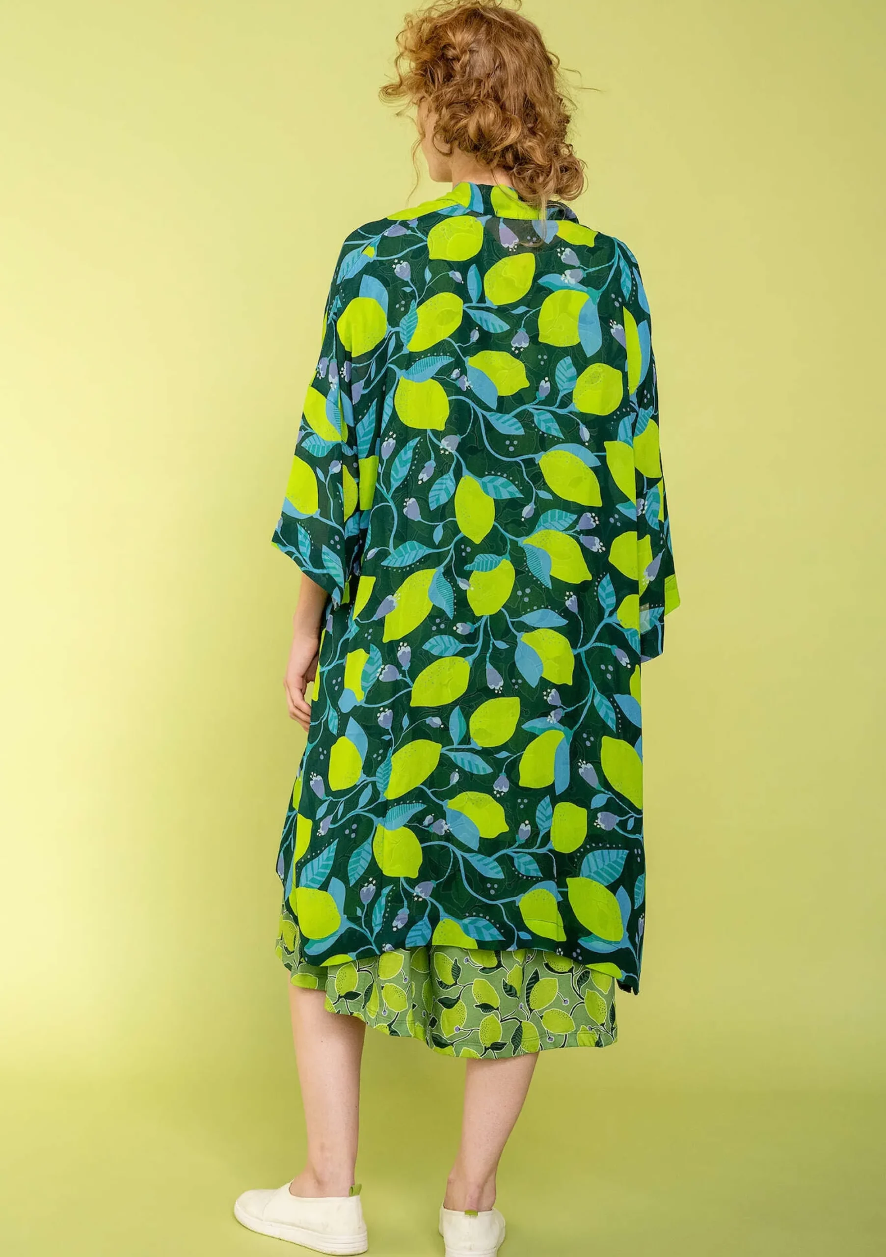Sale Gudrun Sjödén Kimono Limone Aus Viskosegewebe flaschengrün