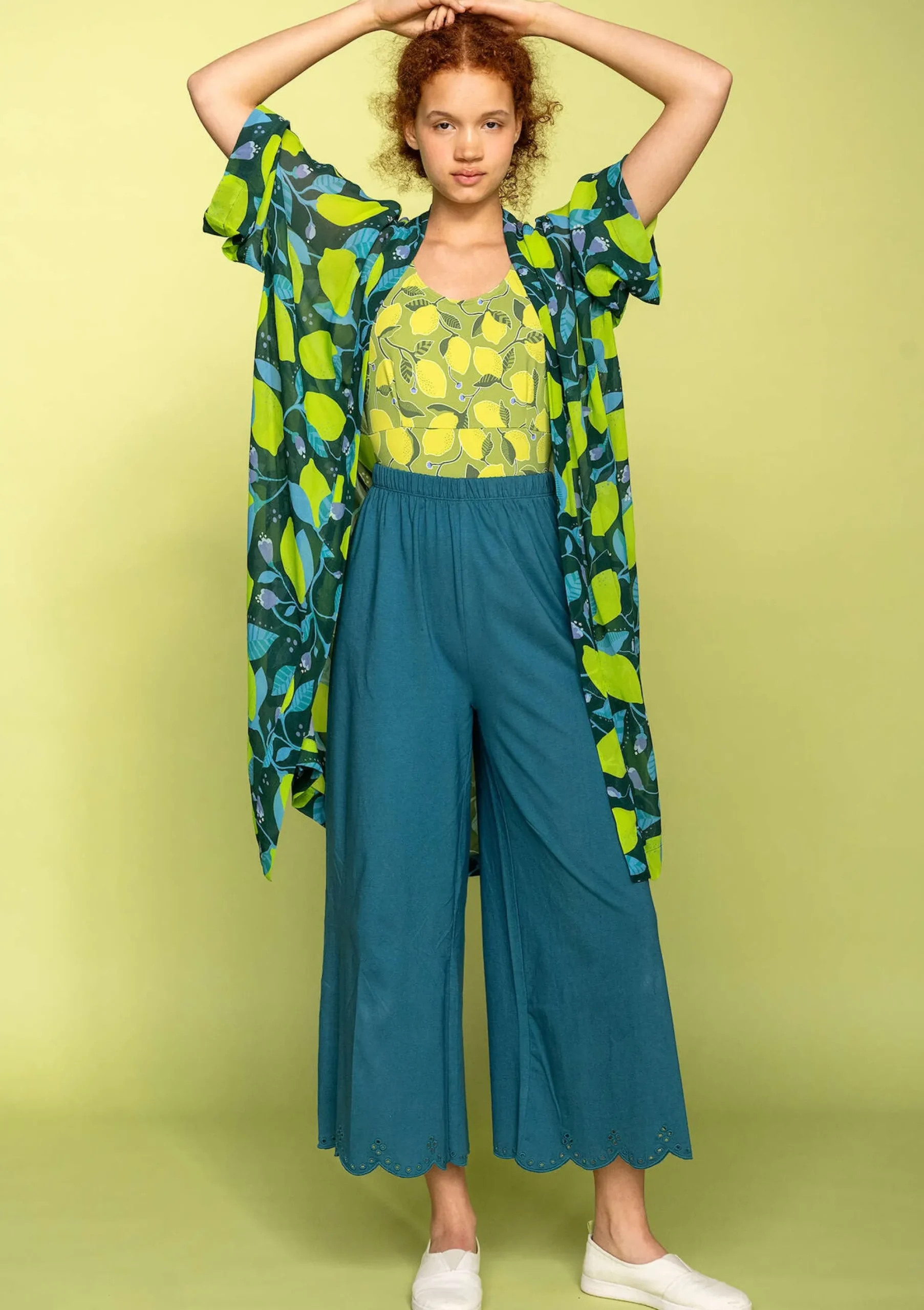 Sale Gudrun Sjödén Kimono Limone Aus Viskosegewebe flaschengrün