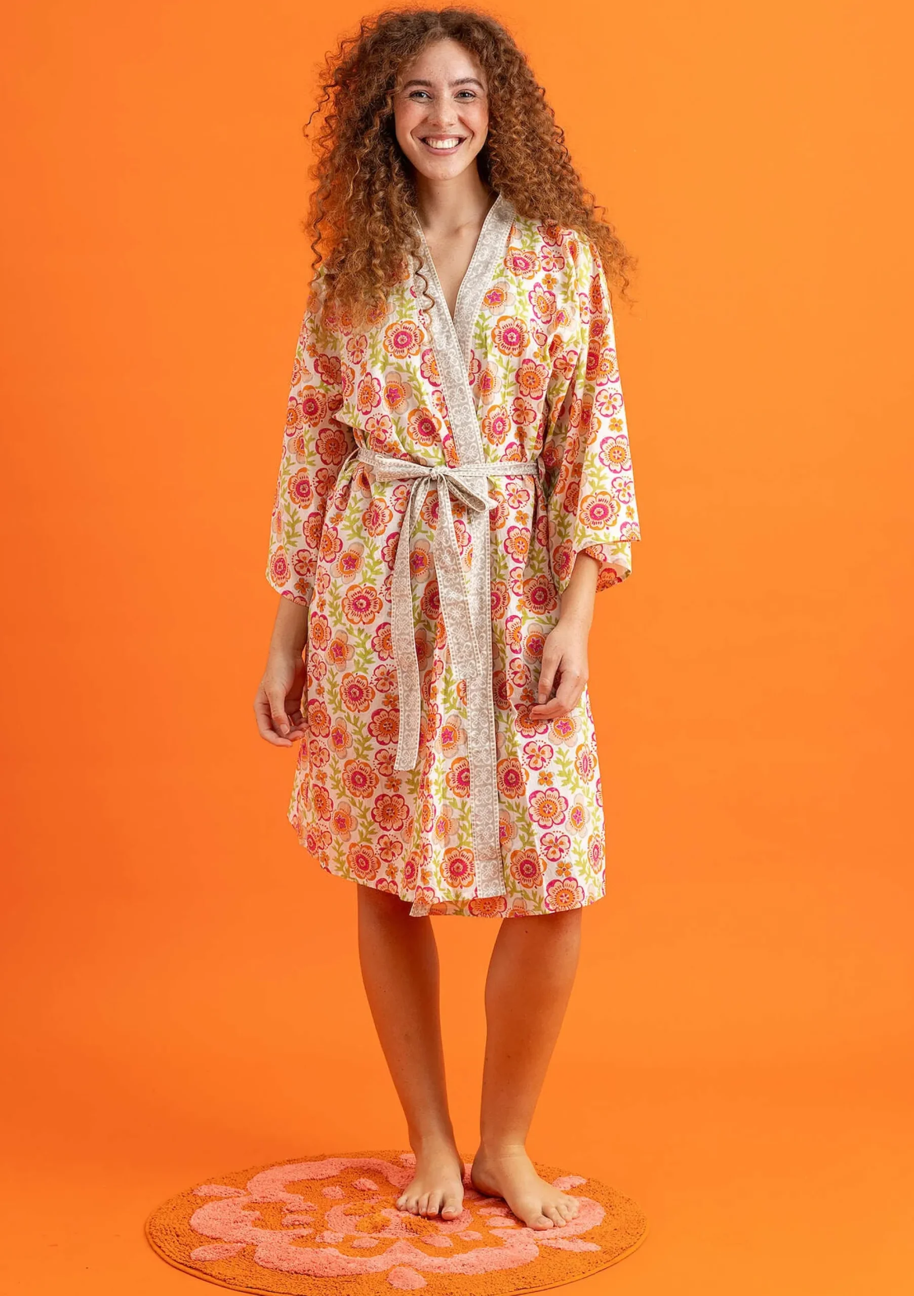 Discount Gudrun Sjödén Kimono Petals Aus Bio-Baumwolle vogelbeere