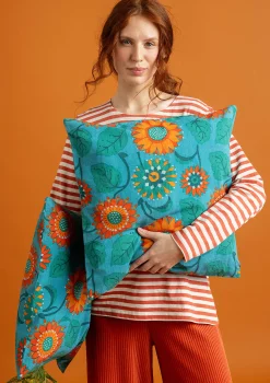 Discount Gudrun Sjödén Kissenhülle Sunflower Aus Bio-Baumwolle/Leinen türkis