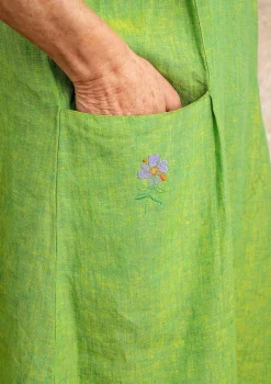 Sale Gudrun Sjödén Kleid Aus Leinengewebe erbsengrün