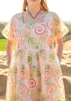 Discount Gudrun Sjödén Kleid Cumulus Aus Baumwollgewebe hellsand