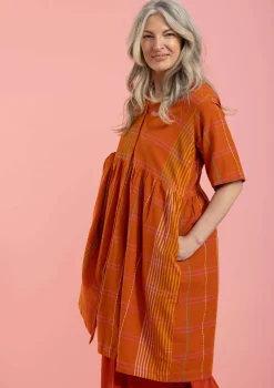 Online Gudrun Sjödén Kleid Fields Aus Baumwollgewebe gebranntes orange