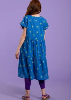 Sale Gudrun Sjödén Kleid Fleur Aus Bio-Baumwollgewebe mittelmeerblau