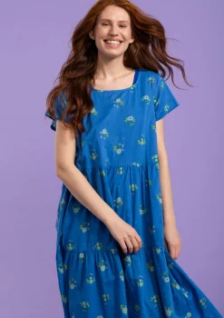 Sale Gudrun Sjödén Kleid Fleur Aus Bio-Baumwollgewebe mittelmeerblau