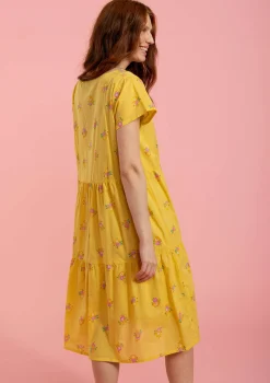 Sale Gudrun Sjödén Kleid Fleur Aus Bio-Baumwollgewebe goldregen