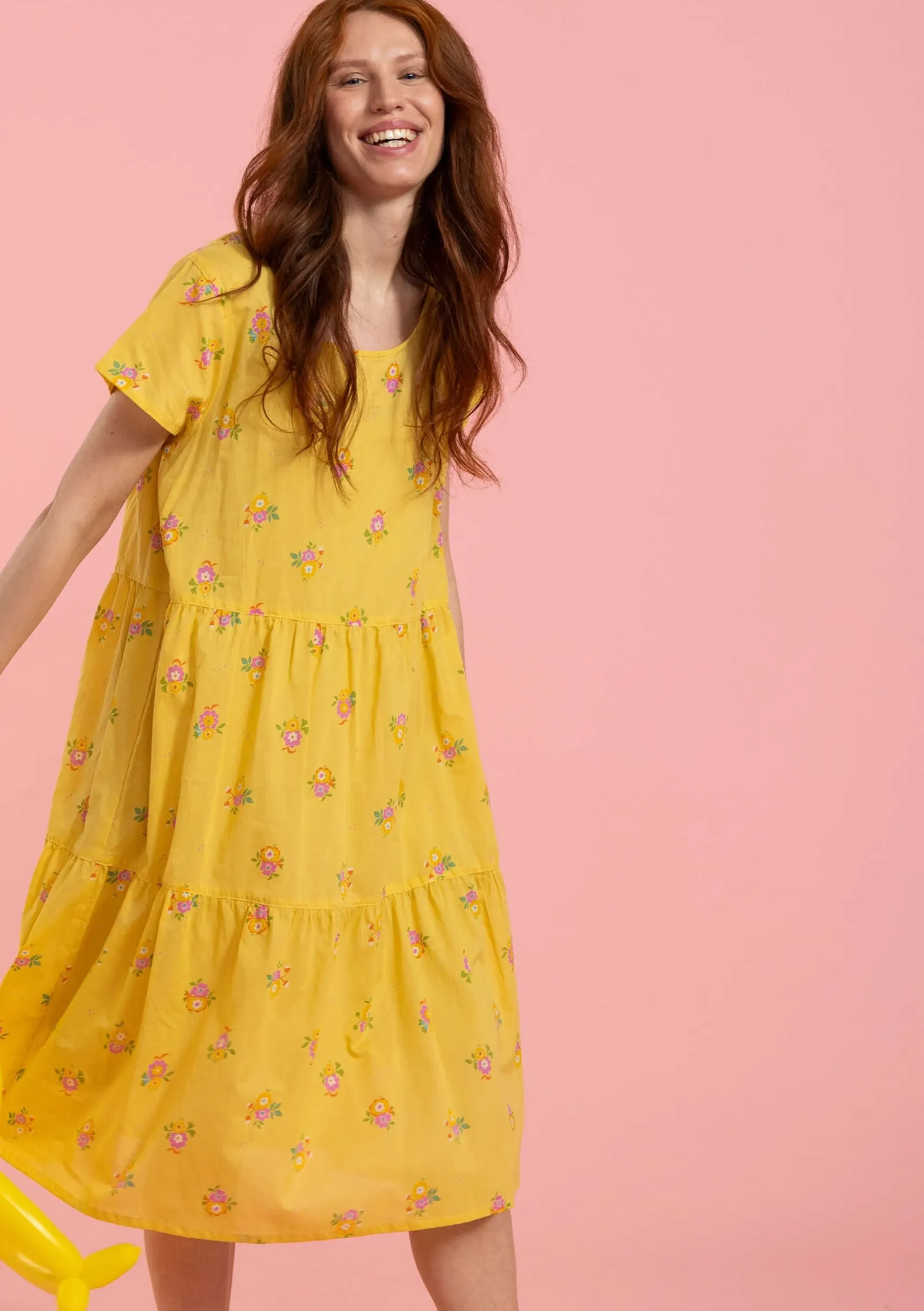 Sale Gudrun Sjödén Kleid Fleur Aus Bio-Baumwollgewebe goldregen