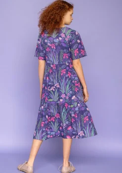 Discount Gudrun Sjödén Kleid Iris Aus Bio-Baumwollgewebe dunkelamethyst
