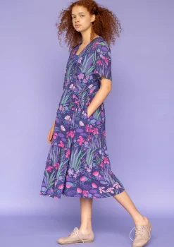 Discount Gudrun Sjödén Kleid Iris Aus Bio-Baumwollgewebe dunkelamethyst