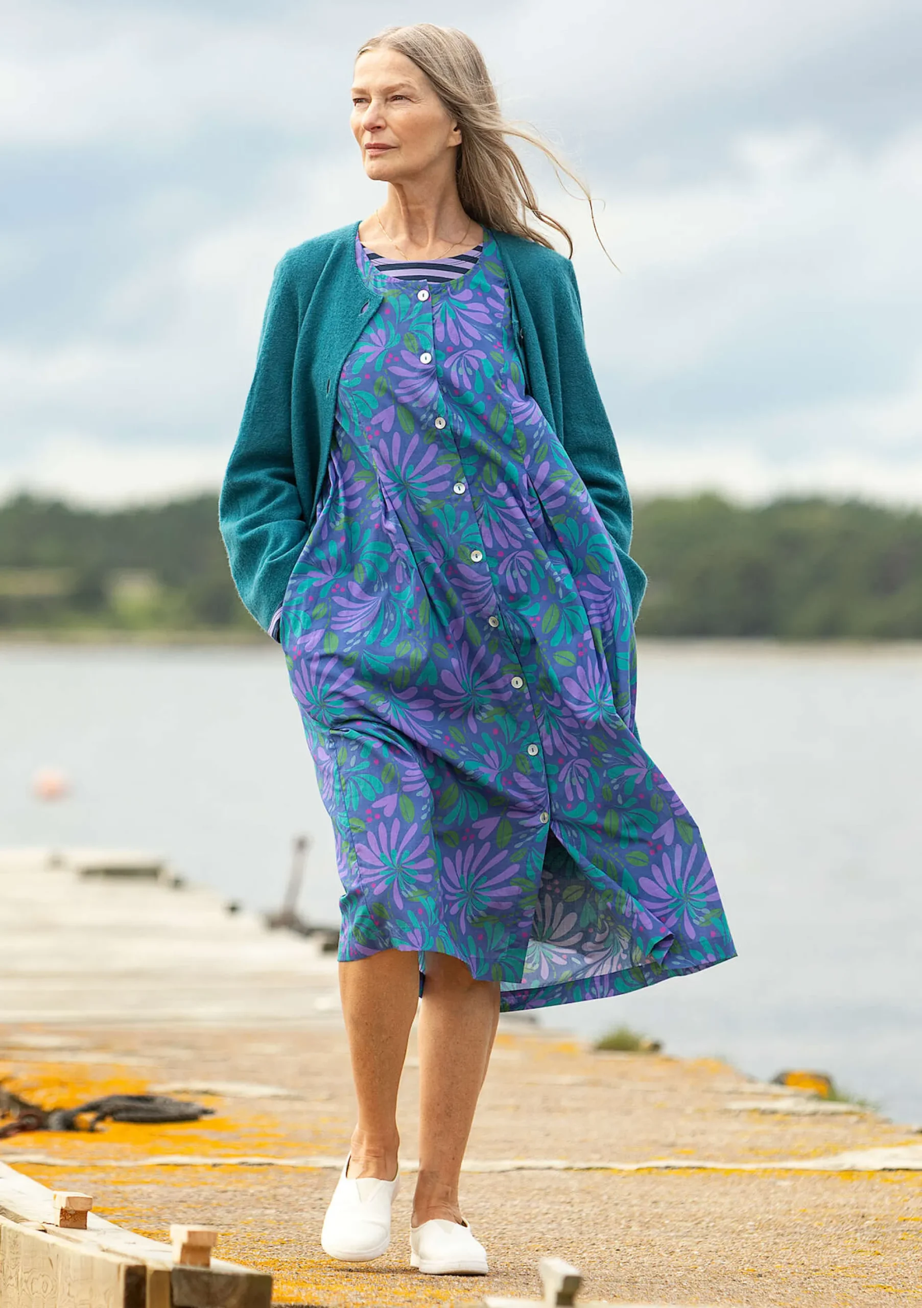 Discount Gudrun Sjödén Kleid Kaprifol Aus Bio-Baumwolle lupine