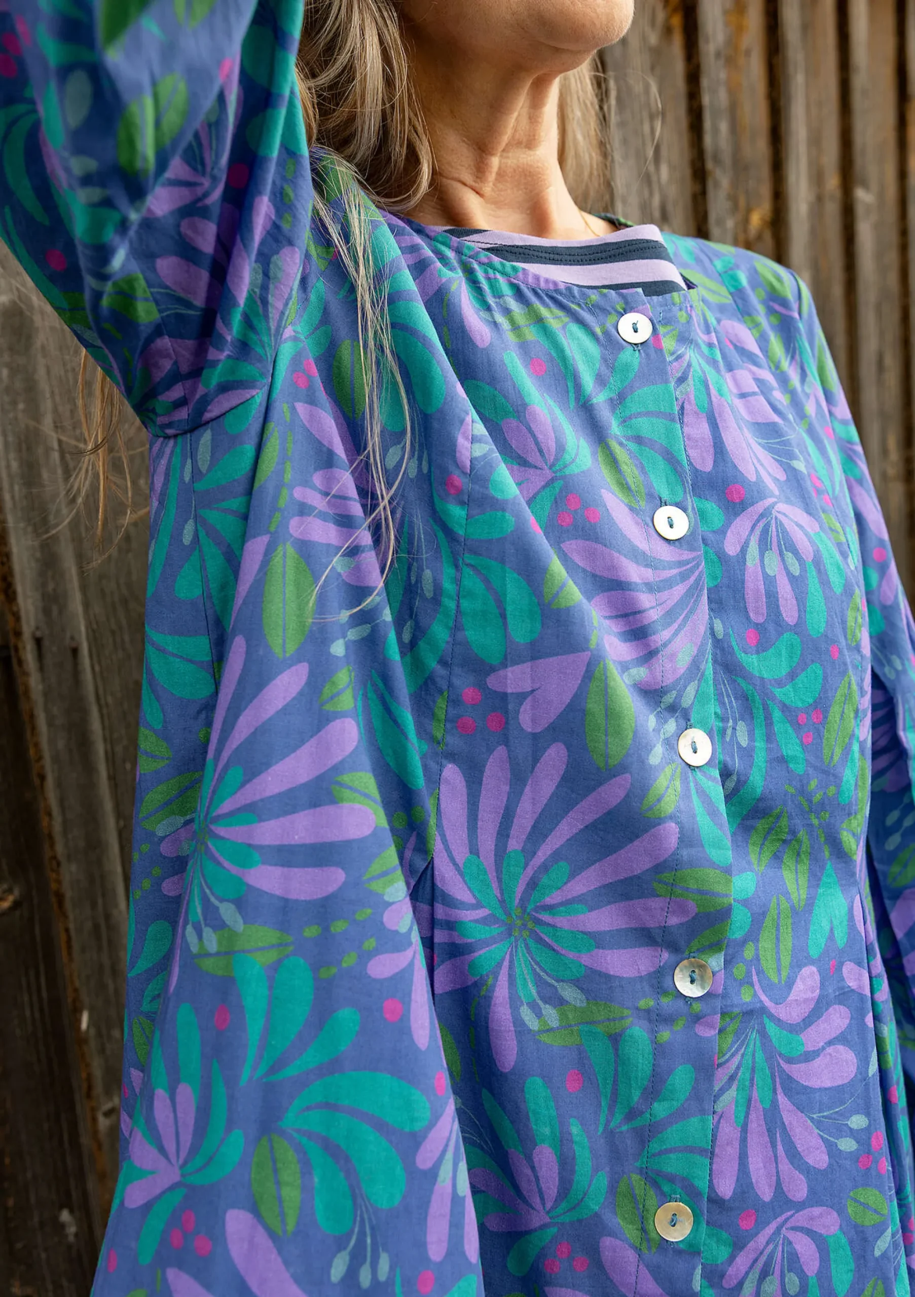 Discount Gudrun Sjödén Kleid Kaprifol Aus Bio-Baumwolle lupine