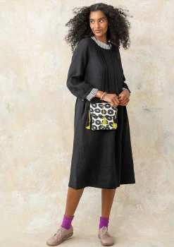 Sale Gudrun Sjödén Kleid Lillian Aus Leinengewebe schwarz
