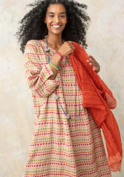 Sale Gudrun Sjödén Kleid Lillian Aus Leinengewebe rosa sand-gemustert