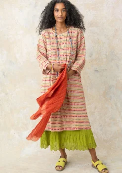 Sale Gudrun Sjödén Kleid Lillian Aus Leinengewebe rosa sand-gemustert