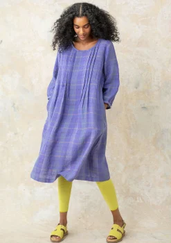 Outlet Gudrun Sjödén Kleid Lillian Aus Leinengewebe himmelblau-gemustert